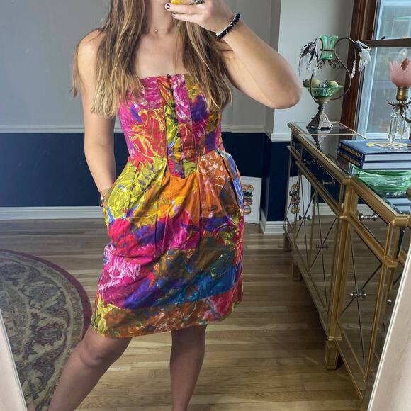 Moulinette Soeurs Strapless Tropical Colorful dress size 6 - Picture 1 of 11